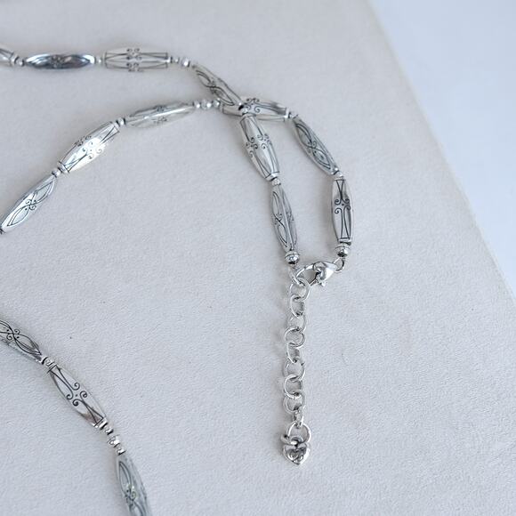 Brighton Marrakesh Long Necklace Silver Plated Etched Retired 38-40" Adjustable - Picture 5 of 7